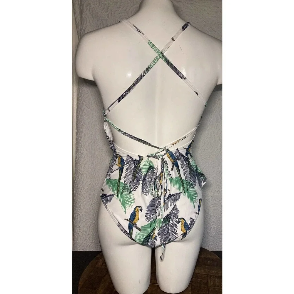 Eomenie Swimsuits Womens Birds Tropical Print One Piece Bathing Suits Small